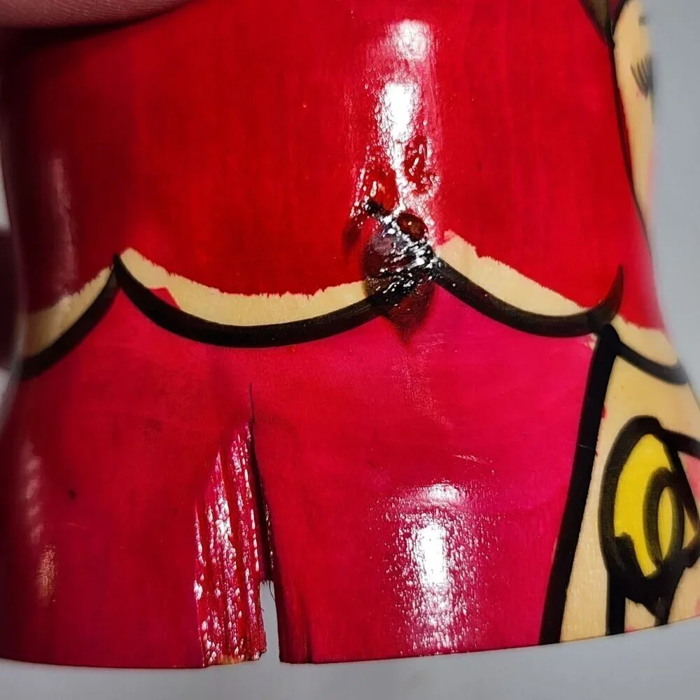 Hand Painted Russian Matryoshka Nesting Dolls Set Of 5 Red Floral Design Traditi